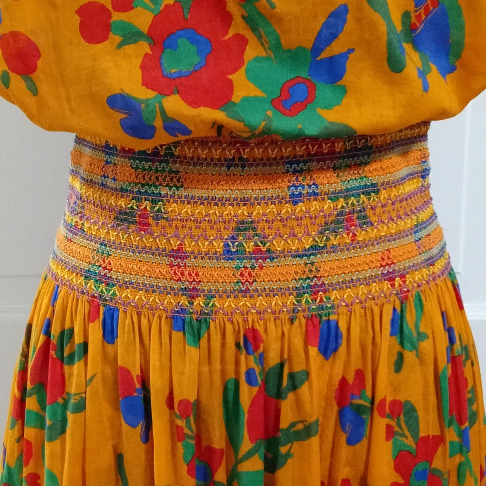 🌞HTF Tory Burch🌞 - Smocked Toucan Floral Cotton Sundress